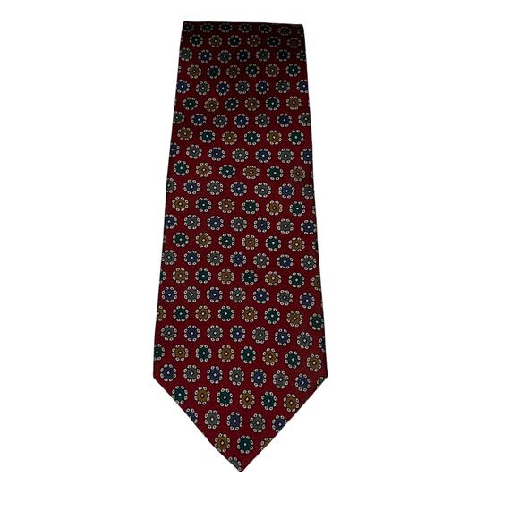 Burberry Silk Tie Burgundy Geometric Pattern NWT - Picture 1 of 7